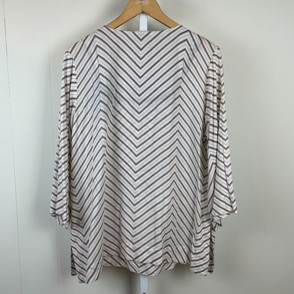Womens Soft Surroundings Tangier Tunic Top Chevron Stripe Beaded Neck Medium - Picture 5 of 7